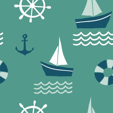 Deniz tasarım öğeleri ile Seamless modeli