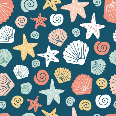 kabukları ve deniz yıldızı ile Seamless Modeli