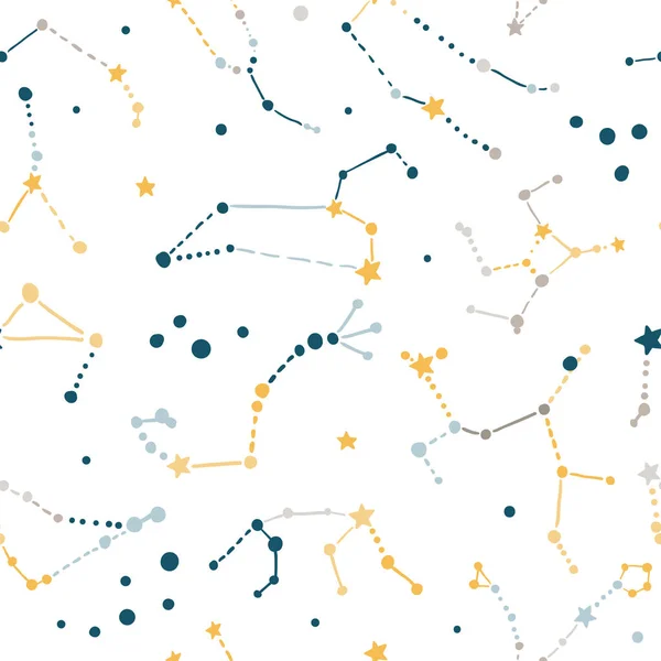 Modello senza cuciture con costellazioni zodiacali — Vettoriale Stock