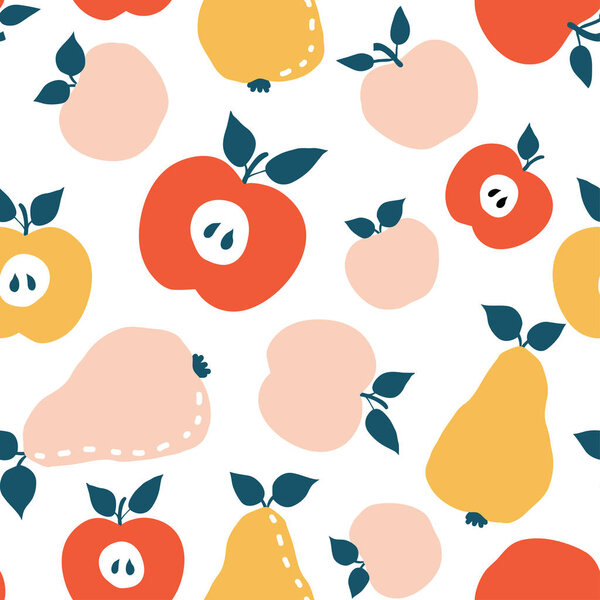 Векторный рисунок груши и яблок
