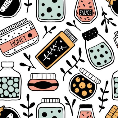 Doodle kavanoz ile Seamless modeli