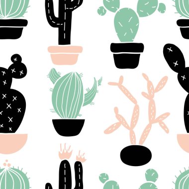 Şirin el çekilmiş kaktüs ile Seamless modeli
