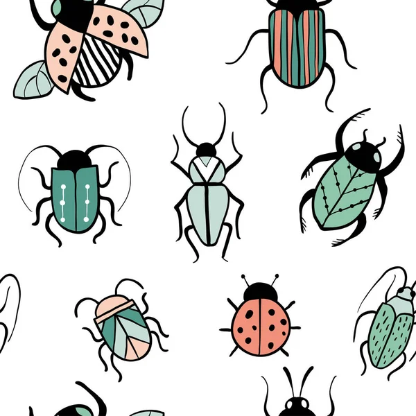 Seamless pattern with decorative insects — Stock Vector