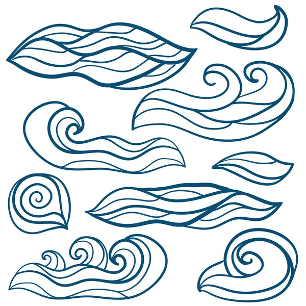 Σετ στυλιζαρισμένη κύματα — Διανυσματικό Αρχείο