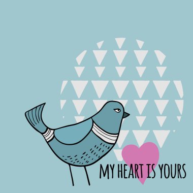 Kuş ile romantik illüstrasyon vektör