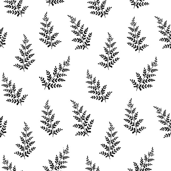 Hand drawn fern leaves