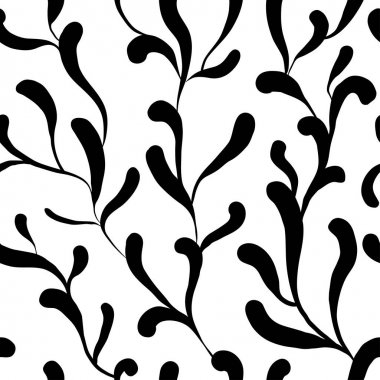 Dallı siyah beyaz dikişsiz desen