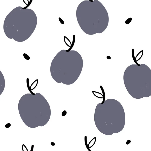 Tangan digambar pola mulus dengan buah-buahan - Stok Vektor