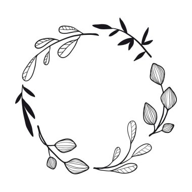 Çiçekler ile siyah ve beyaz vektör illüstrasyon