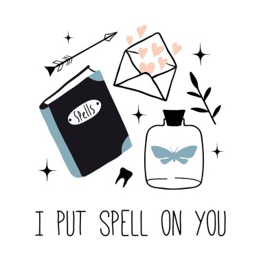 I put spell on you. Vector witch magic design clipart