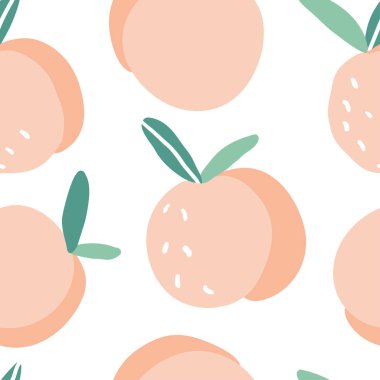 Doodle şeftali vektör Dikişsiz desen