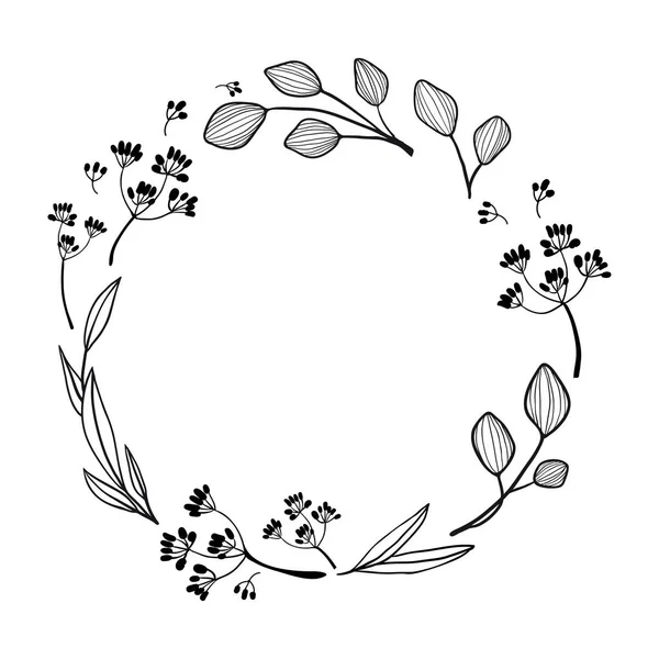 Schwarz-weiße Vektorillustration mit Blumen — Stockvektor