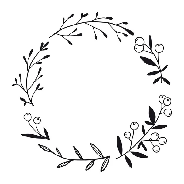 Ilustración vectorial en blanco y negro con flores — Vector de stock