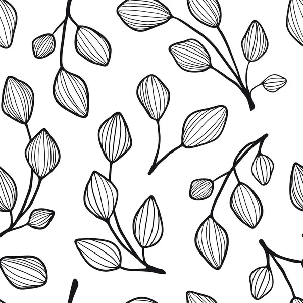 Feuilles et branches motif sans couture — Image vectorielle