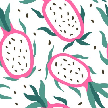 Doodle pitahaya vektör Dikişsiz desen