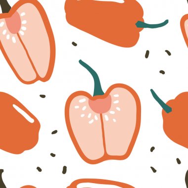 Doodle kırmızı biber vektör Dikişsiz desen