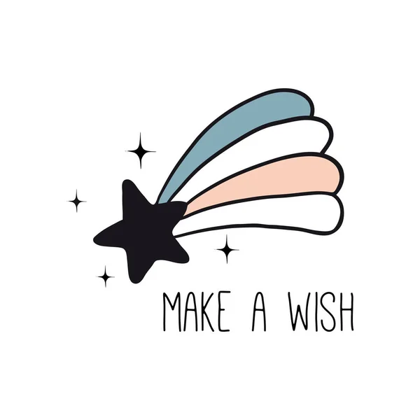 Göra en önskan. Inspirerande citat med Star — Stock vektor