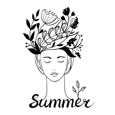 Yaz illüstrasyonu. Elle çizilmiş güzel sanat eseri