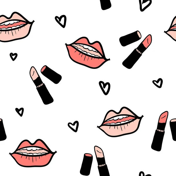 Modèle sans couture avec des lèvres colorées — Image vectorielle
