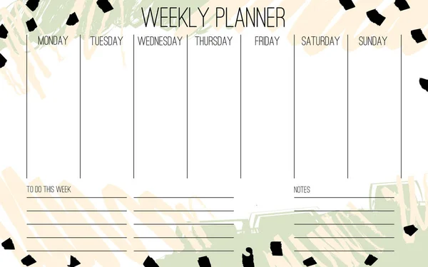 Haftalık planlayıcısı şablonu — Stok Vektör