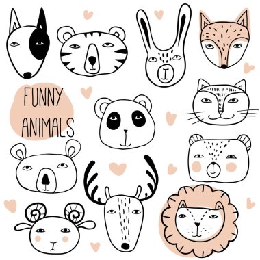 Komik el çizilmiş hayvanlar