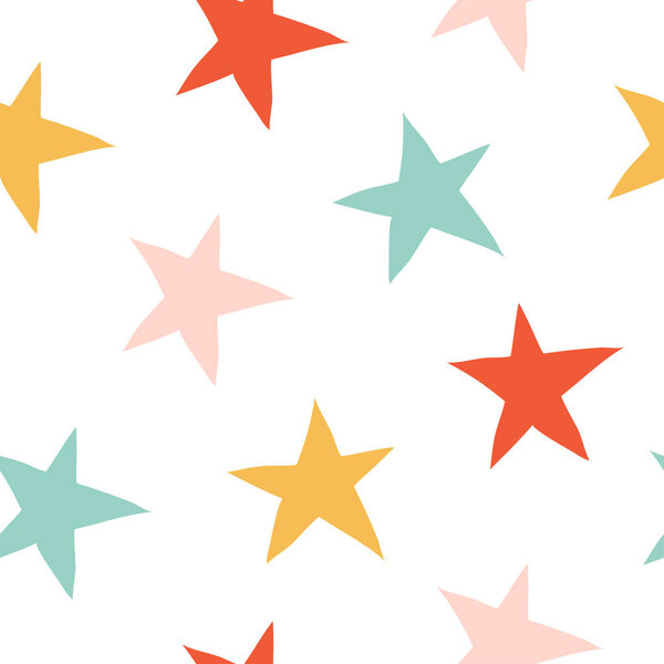 Doodle seamless pattern with colorful stars