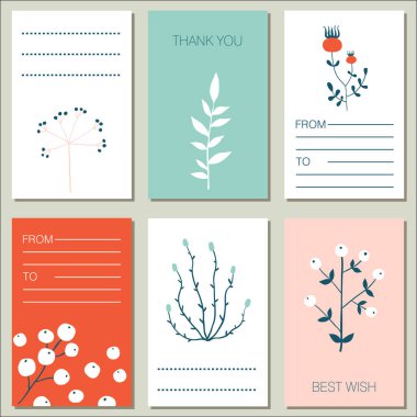 6 düz tasarım tebrik kartı koleksiyonu