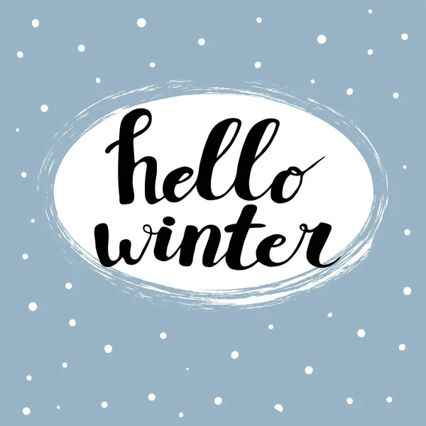 Hola texto de invierno sobre fondo azul — Archivo Imágenes Vectoriales