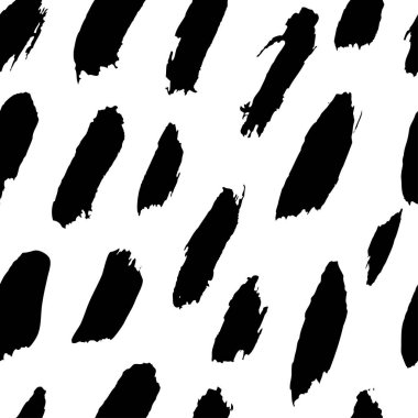 Siyah boya, mürekkep fırça darbeleri ile dikişsiz desen