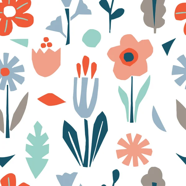 Cutout çiçek ve çiçek elemanları dikişsiz desen