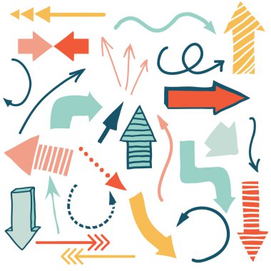 el çekilmiş renkli oklar 