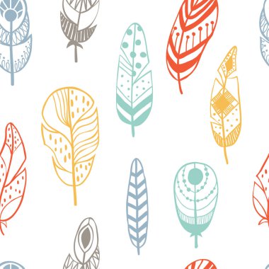 Elle çizilmiş doodle tüyler