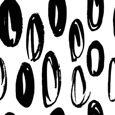 Siyah boya, mürekkep fırça darbeleri ile dikişsiz desen