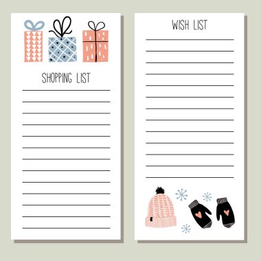 Alışveriş ve İstek listesi içeren iki kart