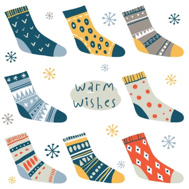 Sıcak dilekler. Kış vektör kartı