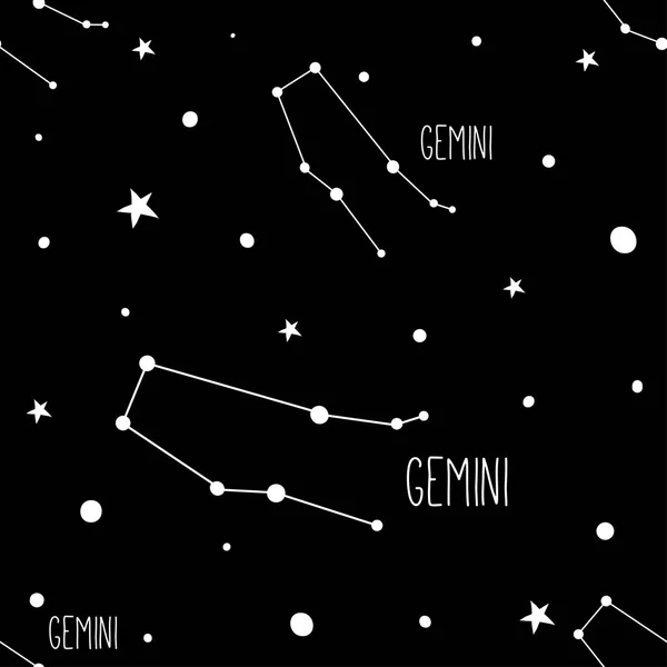 Gemini. Bezproblemowy wzór ze znakiem zodiaku — Wektor stockowy