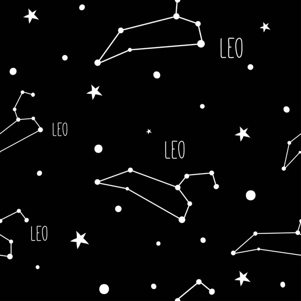 Leo. Naadloos patroon met sterrenbeeld — Stockvector