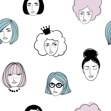 İnsanların sevimli yüzleri ile dikişsiz desen