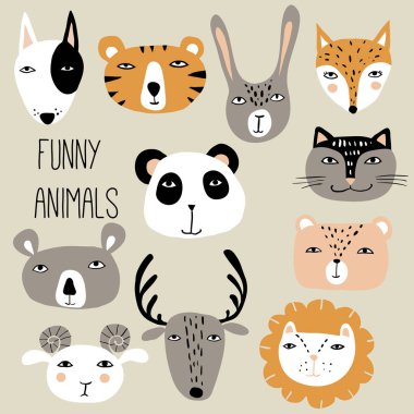 Komik el çizilmiş hayvanlar