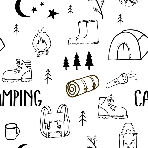 キャンプのシームレスなパターン — ストックベクタ