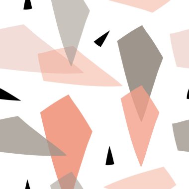 Gri ve pembe soyut şekillerle dikişsiz desen