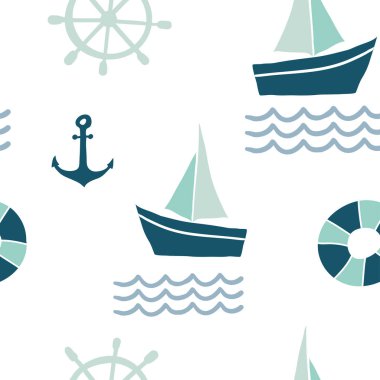 Deniz tasarım öğeleri ile Seamless modeli