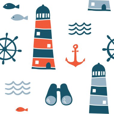 Deniz tasarım öğeleri ile Seamless modeli