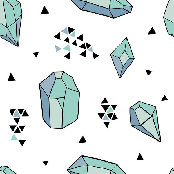 Бесшовный узор с красочными бриллиантами, джемом, камнями и триангом
