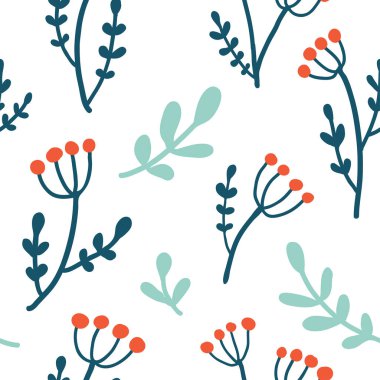 Çiçekler Dikişsiz desen renkli el ile çizilmiş