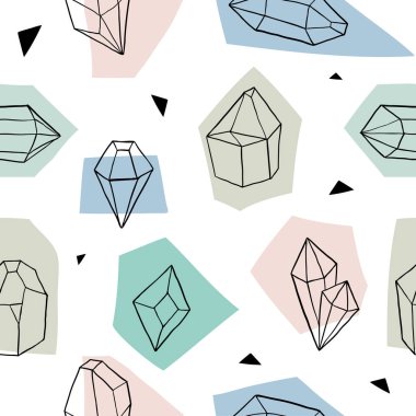 Elmas, jems, taşlar ve soyut şekiller ile dikişsiz desen