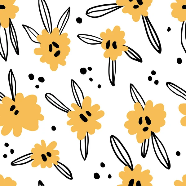 Seamless pattern with abstract yellow flower — Stock Vector