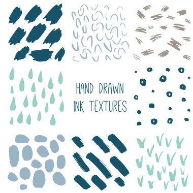 8 el çizilmiş dokular kümesi