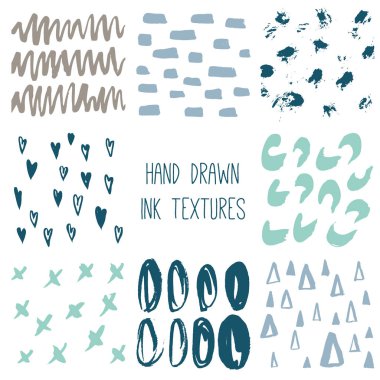 8 el çizilmiş dokular kümesi