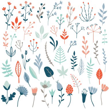 Çiçek elementlerinin büyük vektör seti 